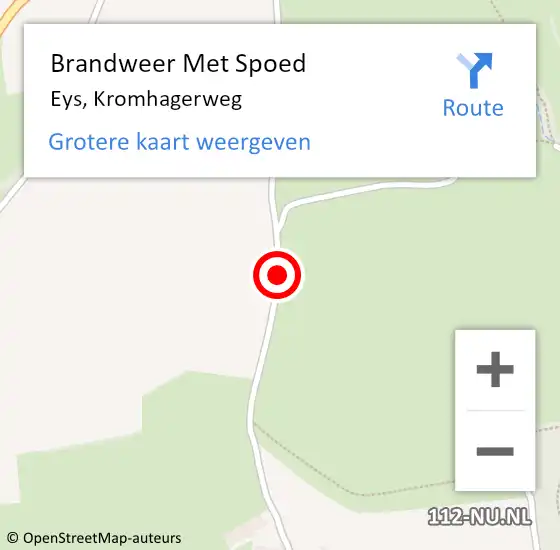 Locatie op kaart van de 112 melding: Brandweer Met Spoed Naar Eys, Kromhagerweg op 29 juli 2020 13:35