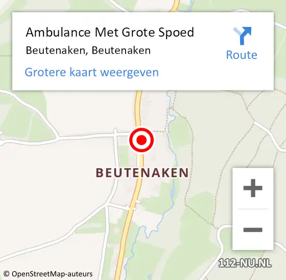 Locatie op kaart van de 112 melding: Ambulance Met Grote Spoed Naar Beutenaken, Beutenaken op 14 mei 2014 07:59