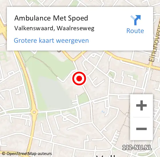 Locatie op kaart van de 112 melding: Ambulance Met Spoed Naar Valkenswaard, Waalreseweg op 29 juli 2020 14:43