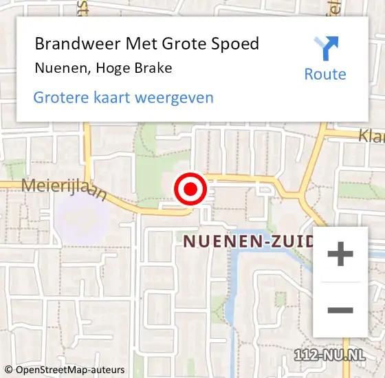 Locatie op kaart van de 112 melding: Brandweer Met Grote Spoed Naar Nuenen, Hoge Brake op 29 juli 2020 15:34