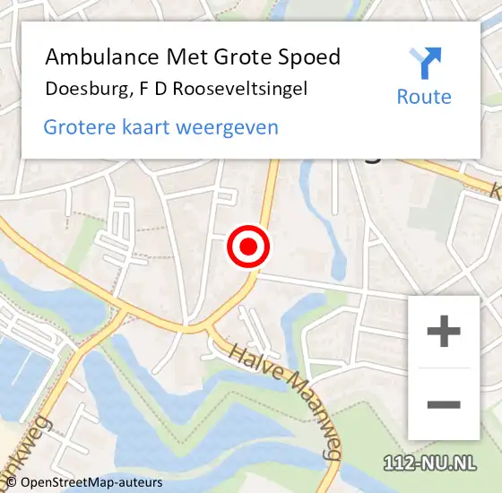 Locatie op kaart van de 112 melding: Ambulance Met Grote Spoed Naar Doesburg, F D Rooseveltsingel op 29 juli 2020 17:05