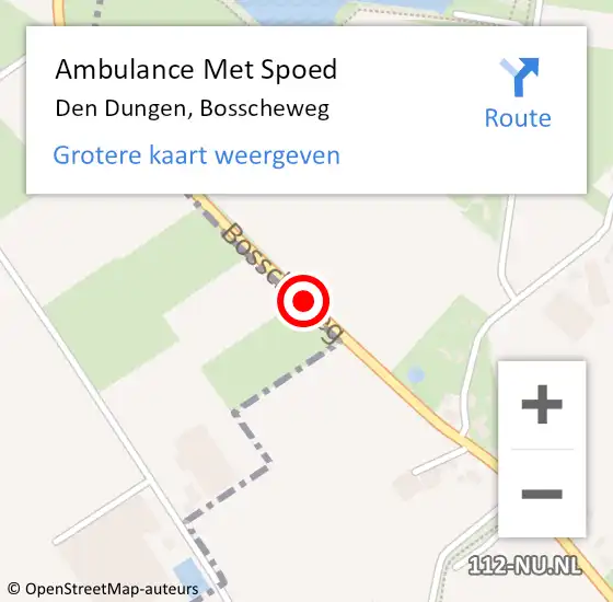 Locatie op kaart van de 112 melding: Ambulance Met Spoed Naar Den Dungen, Bosscheweg op 29 juli 2020 19:09