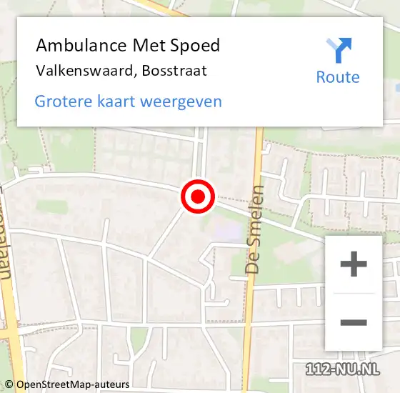 Locatie op kaart van de 112 melding: Ambulance Met Spoed Naar Valkenswaard, Bosstraat op 29 juli 2020 19:24