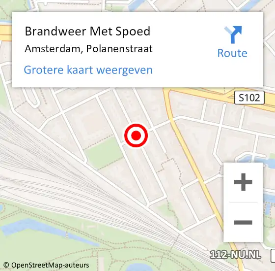 Locatie op kaart van de 112 melding: Brandweer Met Spoed Naar Amsterdam, Polanenstraat op 29 juli 2020 19:48