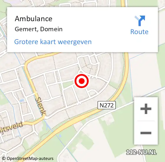 Locatie op kaart van de 112 melding: Ambulance Gemert, Domein op 29 juli 2020 20:41