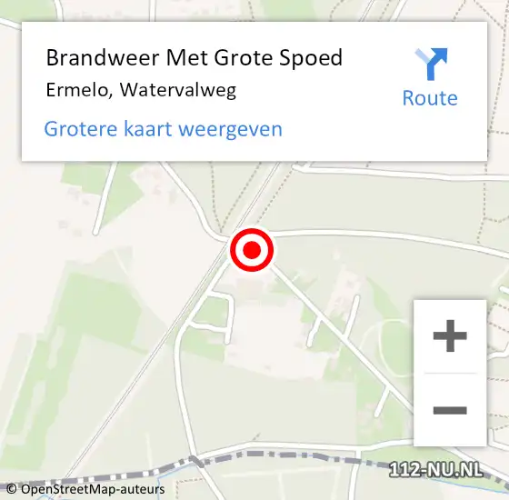 Locatie op kaart van de 112 melding: Brandweer Met Grote Spoed Naar Ermelo, Watervalweg op 29 juli 2020 21:16