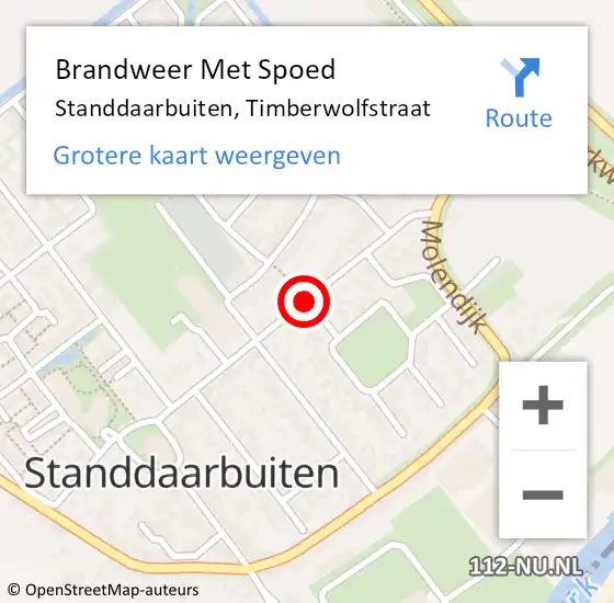 Locatie op kaart van de 112 melding: Brandweer Met Spoed Naar Standdaarbuiten, Timberwolfstraat op 29 juli 2020 22:27