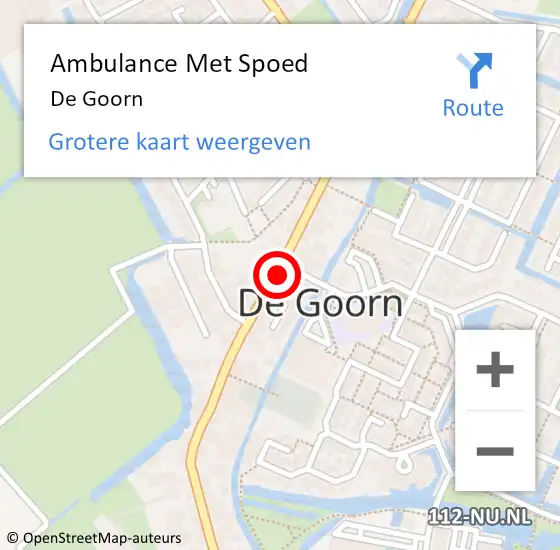 Locatie op kaart van de 112 melding: Ambulance Met Spoed Naar De Goorn op 29 juli 2020 23:05