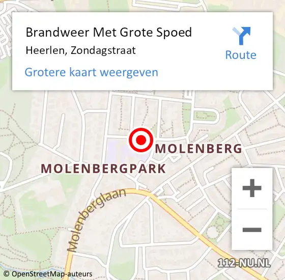 Locatie op kaart van de 112 melding: Brandweer Met Grote Spoed Naar Heerlen, Zondagstraat op 29 juli 2020 23:07