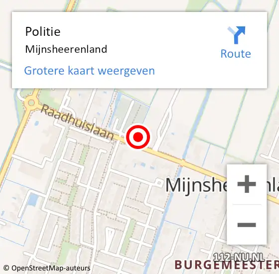 Locatie op kaart van de 112 melding: Politie Mijnsheerenland op 30 juli 2020 00:08