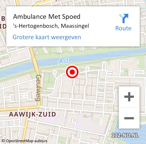 Locatie op kaart van de 112 melding: Ambulance Met Spoed Naar 's-Hertogenbosch, Maassingel op 30 juli 2020 02:40