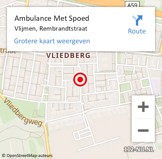 Locatie op kaart van de 112 melding: Ambulance Met Spoed Naar Vlijmen, Rembrandtstraat op 30 juli 2020 06:35
