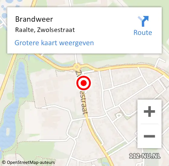 Locatie op kaart van de 112 melding: Brandweer Raalte, Zwolsestraat op 30 juli 2020 06:42