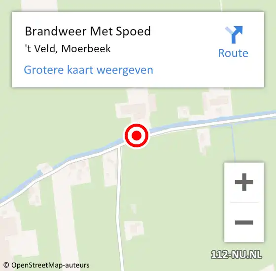 Locatie op kaart van de 112 melding: Brandweer Met Spoed Naar 't Veld, Moerbeek op 30 juli 2020 07:11