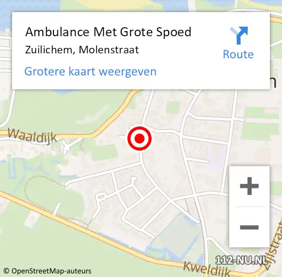 Locatie op kaart van de 112 melding: Ambulance Met Grote Spoed Naar Zuilichem, Molenstraat op 30 juli 2020 07:25