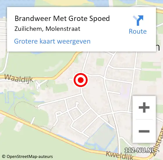 Locatie op kaart van de 112 melding: Brandweer Met Grote Spoed Naar Zuilichem, Molenstraat op 30 juli 2020 07:31