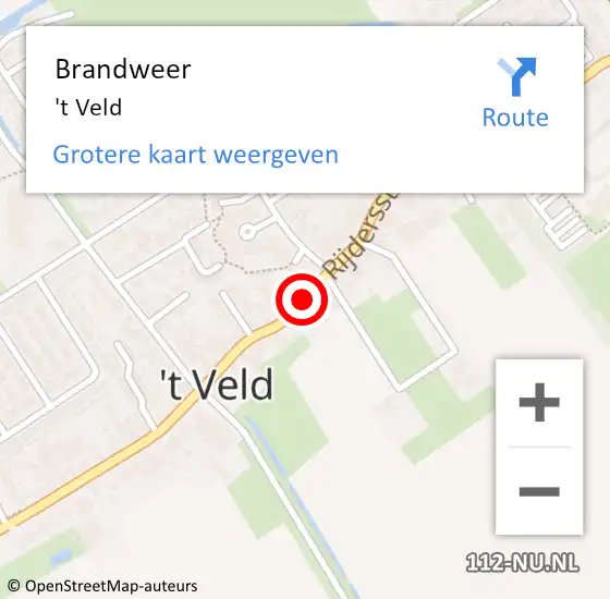 Locatie op kaart van de 112 melding: Brandweer 't Veld op 30 juli 2020 07:35