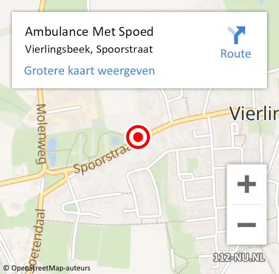 Locatie op kaart van de 112 melding: Ambulance Met Spoed Naar Vierlingsbeek, Spoorstraat op 30 juli 2020 07:35