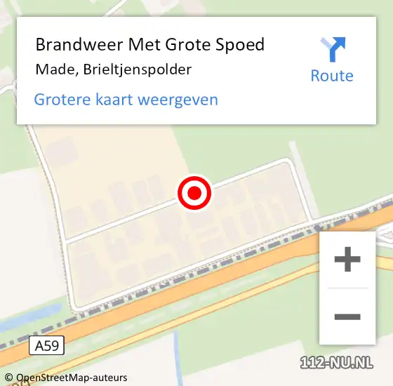 Locatie op kaart van de 112 melding: Brandweer Met Grote Spoed Naar Made, Brieltjenspolder op 30 juli 2020 08:37