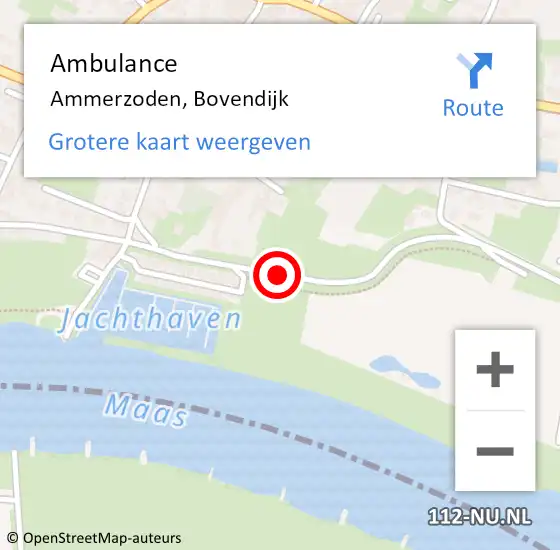 Locatie op kaart van de 112 melding: Ambulance Ammerzoden, Bovendijk op 30 juli 2020 08:46