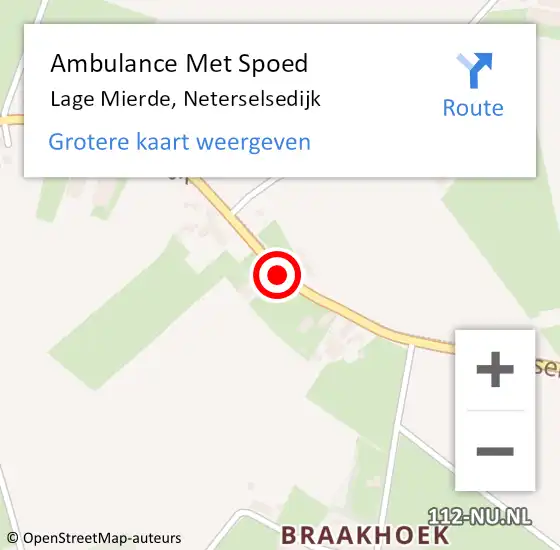 Locatie op kaart van de 112 melding: Ambulance Met Spoed Naar Lage Mierde, Neterselsedijk op 30 juli 2020 09:12