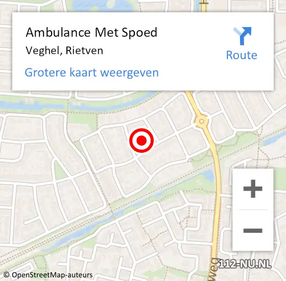 Locatie op kaart van de 112 melding: Ambulance Met Spoed Naar Veghel, Rietven op 30 juli 2020 09:21