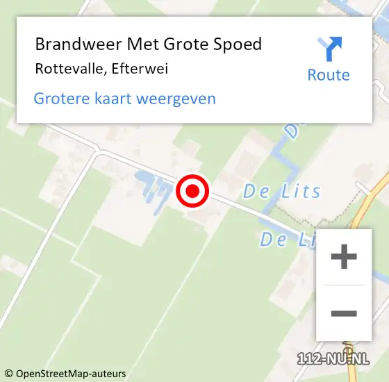 Locatie op kaart van de 112 melding: Brandweer Met Grote Spoed Naar Rottevalle, Efterwei op 30 juli 2020 10:02