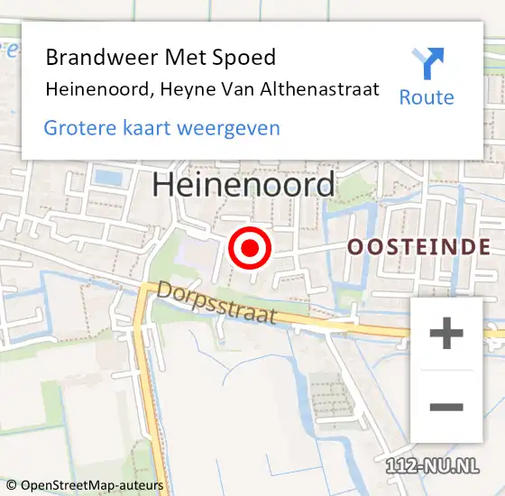 Locatie op kaart van de 112 melding: Brandweer Met Spoed Naar Heinenoord, Heyne Van Althenastraat op 30 juli 2020 10:21