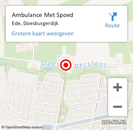 Locatie op kaart van de 112 melding: Ambulance Met Spoed Naar Ede, Doesburgerdijk op 30 juli 2020 10:22