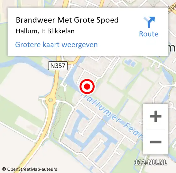 Locatie op kaart van de 112 melding: Brandweer Met Grote Spoed Naar Hallum, It Blikkelan op 14 mei 2014 09:34