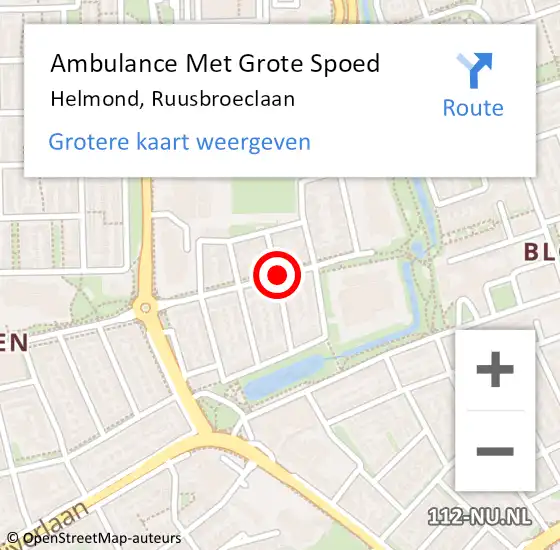 Locatie op kaart van de 112 melding: Ambulance Met Grote Spoed Naar Helmond, Ruusbroeclaan op 30 juli 2020 14:19