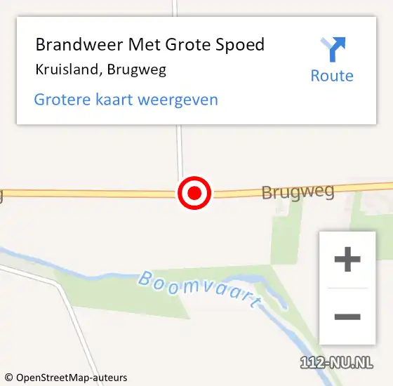 Locatie op kaart van de 112 melding: Brandweer Met Grote Spoed Naar Kruisland, Brugweg op 30 juli 2020 14:49