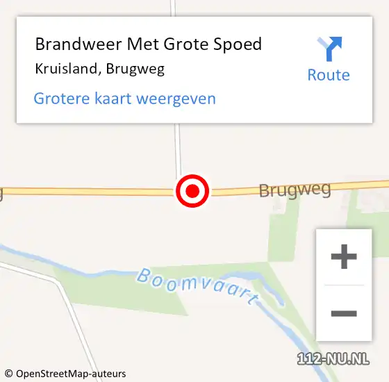 Locatie op kaart van de 112 melding: Brandweer Met Grote Spoed Naar Kruisland, Brugweg op 30 juli 2020 14:51