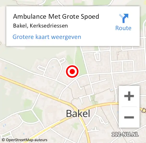 Locatie op kaart van de 112 melding: Ambulance Met Grote Spoed Naar Bakel, Kerksedriessen op 30 juli 2020 15:58