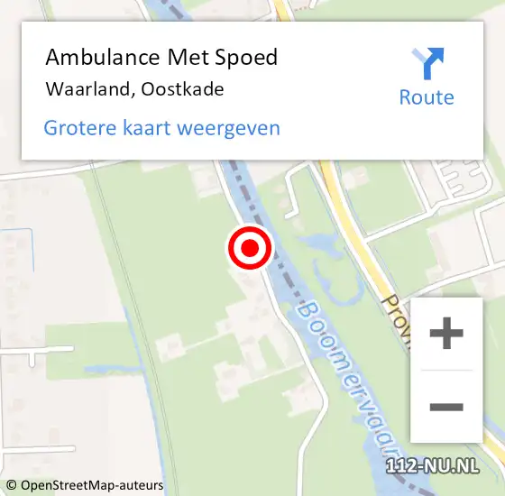Locatie op kaart van de 112 melding: Ambulance Met Spoed Naar Waarland, Oostkade op 30 juli 2020 17:08
