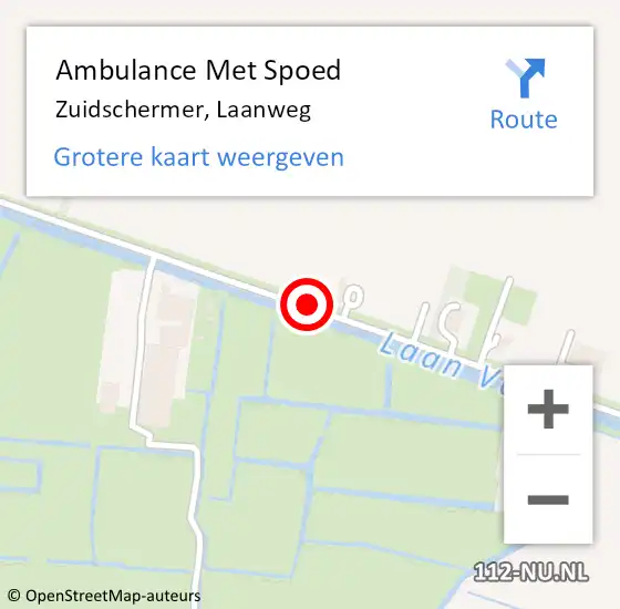 Locatie op kaart van de 112 melding: Ambulance Met Spoed Naar Zuidschermer, Laanweg op 30 juli 2020 17:36