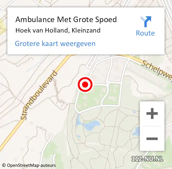 Locatie op kaart van de 112 melding: Ambulance Met Grote Spoed Naar Hoek van Holland, Kleinzand op 30 juli 2020 18:29