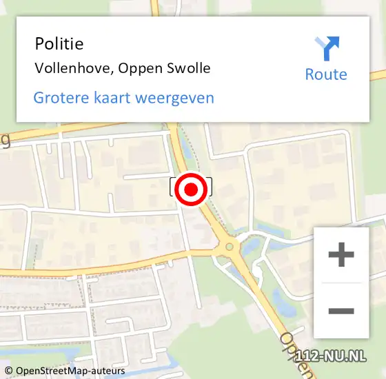 Locatie op kaart van de 112 melding: Politie Vollenhove, Oppen Swolle op 30 juli 2020 20:40
