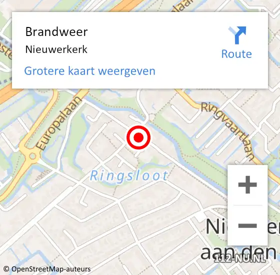 Locatie op kaart van de 112 melding: Brandweer Nieuwerkerk op 30 juli 2020 20:41