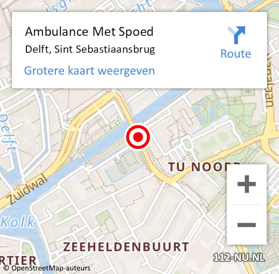 Locatie op kaart van de 112 melding: Ambulance Met Spoed Naar Delft, Sint Sebastiaansbrug op 30 juli 2020 20:42