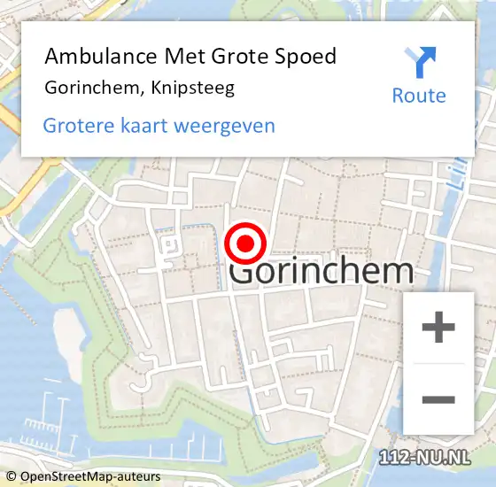 Locatie op kaart van de 112 melding: Ambulance Met Grote Spoed Naar Gorinchem, Knipsteeg op 30 juli 2020 22:02