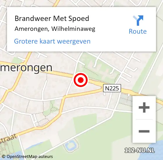 Locatie op kaart van de 112 melding: Brandweer Met Spoed Naar Amerongen, Wilhelminaweg op 30 juli 2020 23:58