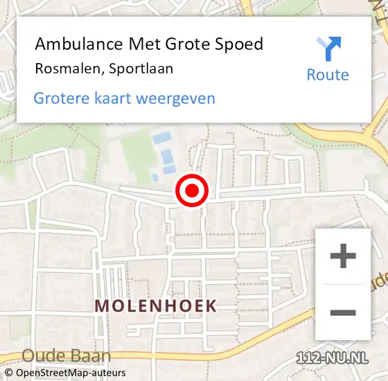 Locatie op kaart van de 112 melding: Ambulance Met Grote Spoed Naar Rosmalen, Sportlaan op 31 juli 2020 01:32