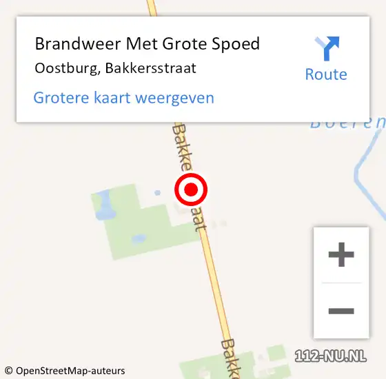 Locatie op kaart van de 112 melding: Brandweer Met Grote Spoed Naar Oostburg, Bakkersstraat op 31 juli 2020 05:38