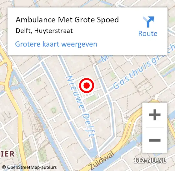 Locatie op kaart van de 112 melding: Ambulance Met Grote Spoed Naar Delft, Huyterstraat op 31 juli 2020 08:19