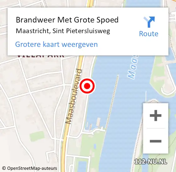 Locatie op kaart van de 112 melding: Brandweer Met Grote Spoed Naar Maastricht, Sint Pietersluisweg op 31 juli 2020 09:37