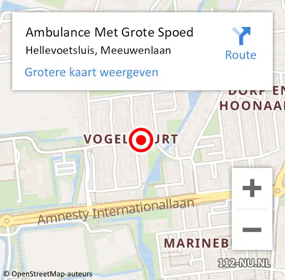 Locatie op kaart van de 112 melding: Ambulance Met Grote Spoed Naar Hellevoetsluis, Meeuwenlaan op 31 juli 2020 10:14