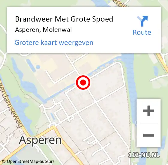 Locatie op kaart van de 112 melding: Brandweer Met Grote Spoed Naar Asperen, Molenwal op 31 juli 2020 10:48