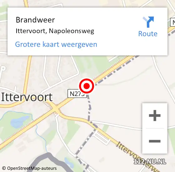 Locatie op kaart van de 112 melding: Brandweer Ittervoort, Napoleonsweg op 31 juli 2020 11:06