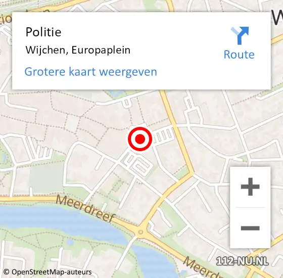 Locatie op kaart van de 112 melding: Politie Wijchen, Europaplein op 31 juli 2020 12:10